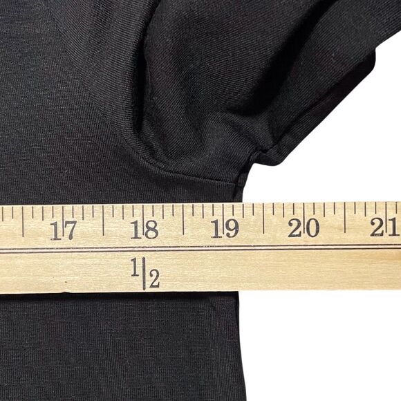 NWT Garnet Hill Knit Top Size Medium Black Pintuck Puff Long Sleeve Crew Neck - Picture 13 of 16